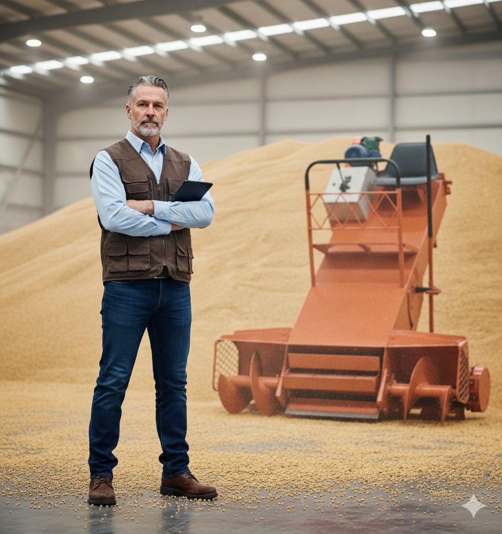 Interior de armazém de grãos